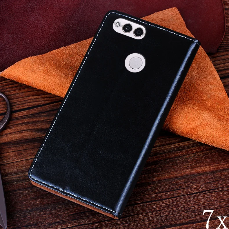 Флип-чехол из натуральной кожи с подставкой для Huawei Honor 7X роскошный мобильный