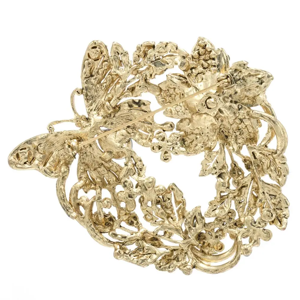 Винтажный стиль большая бабочка цветок брошь булавка кулон зеленый кристалл