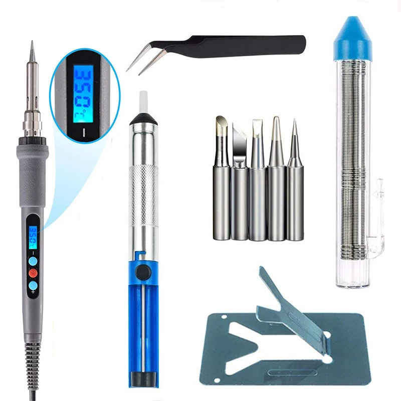 60 Вт Регулируемый Температура ЖК дисплей Цифровой паяльник Комплект 5 советов