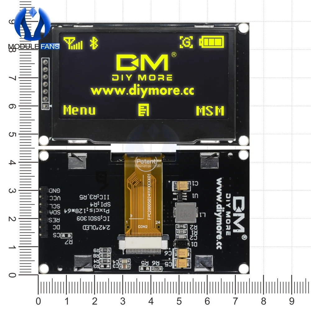 Цифровой Желтый ЖК-экран 12864 128X64 OLED дисплей модуль C51 плата для Arduino Diy Электронные 2,4" 2,42 дюймов SSD1309 STM32