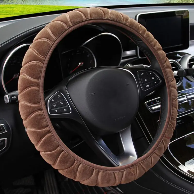 C Трехмерные плюшевые эластичные чехол рулевого колеса автомобиля DIY чехол рулевого колеса автомобиля авто в интерьере аксессуары CZ - Название цвета: C