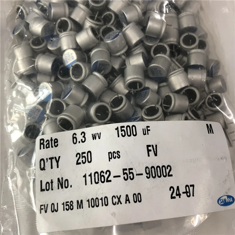 10 шт. 1500 мкФ 6 3 В SAMWHA FV serires 10x10 мм низкая ESR Высокая пульсация тока 6.3V1500uF для MB/VGA