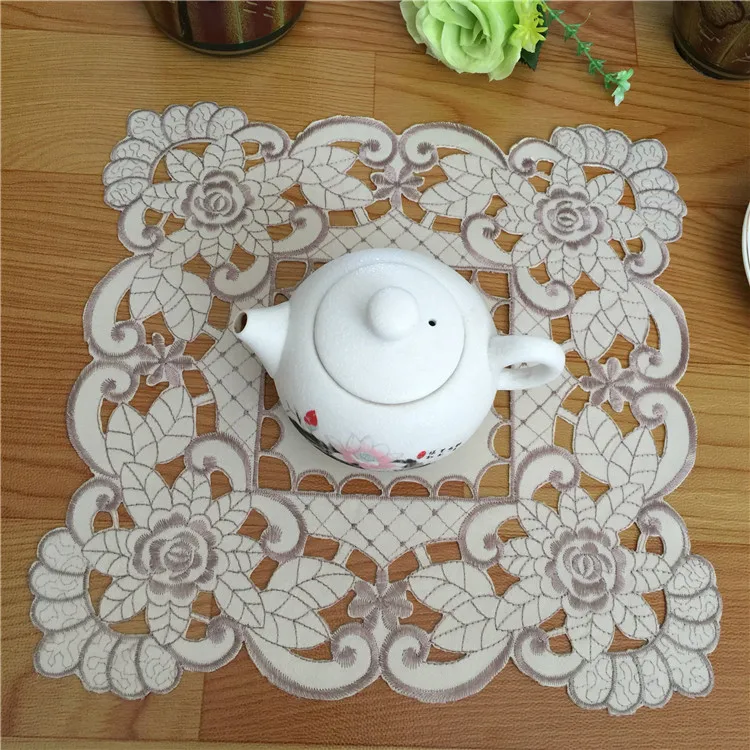27 см 2019New атласная Салфетка для стола матовая скатерть кружевной коврик вышивка