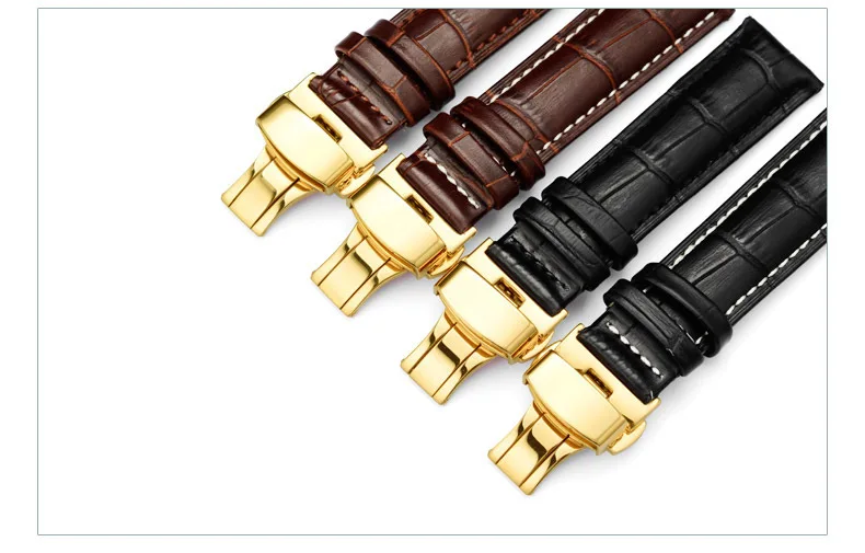 Хорошее качество кожаный ремешок для наручных часов Tissot/Casio/Seiko с черного и