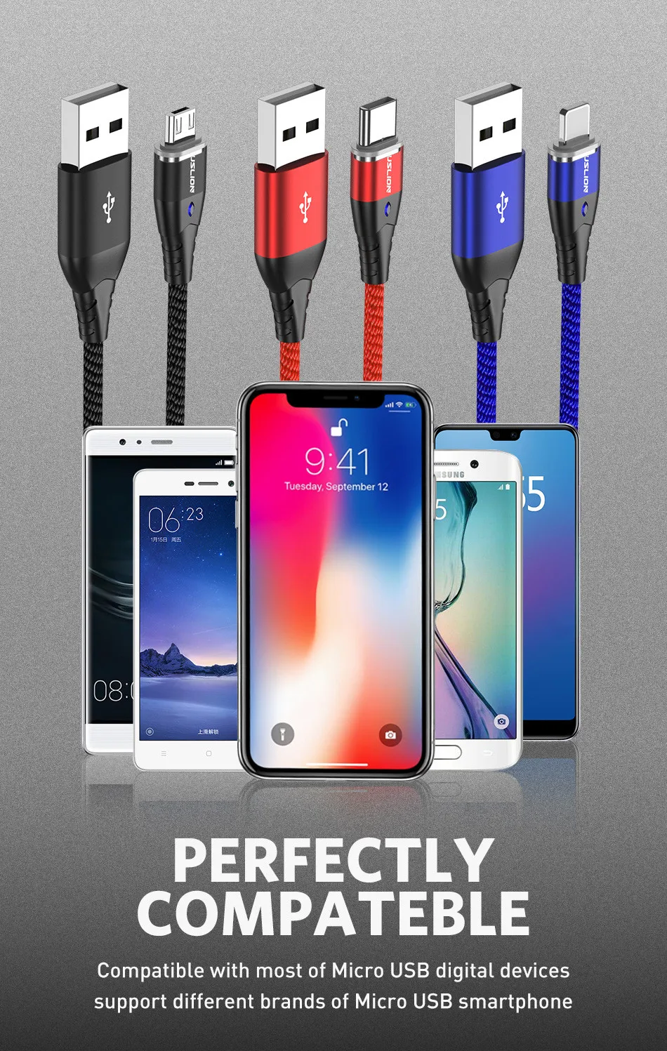 USLION 3а Магнитный USB кабель для type C Магнитный зарядный кабель для быстрой зарядки Micro USB кабель для samsung Xiaomi телефонный кабель