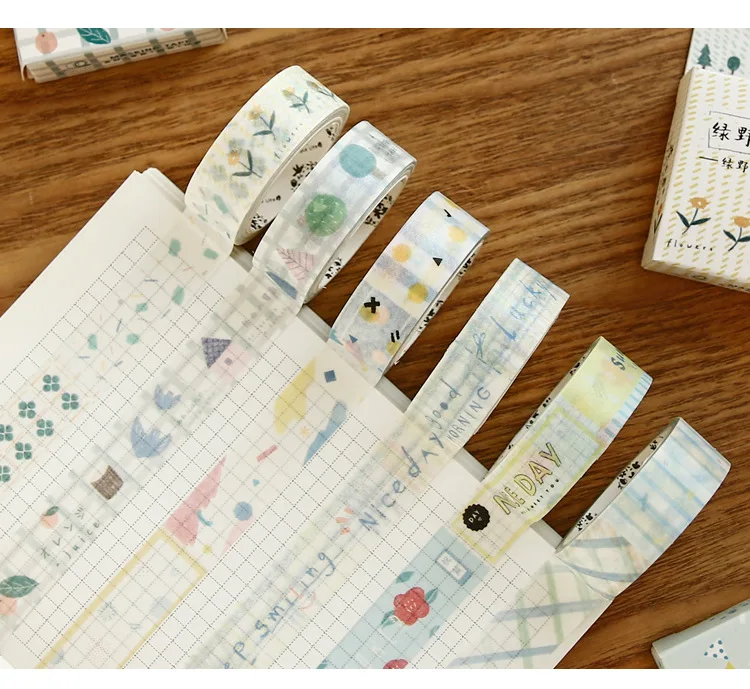 1,5 см Bullet Journal Цветочные листья улыбающаяся васи лента клейкая лента DIY Скрапбукинг наклейка этикетка ремесло маскирующая лента