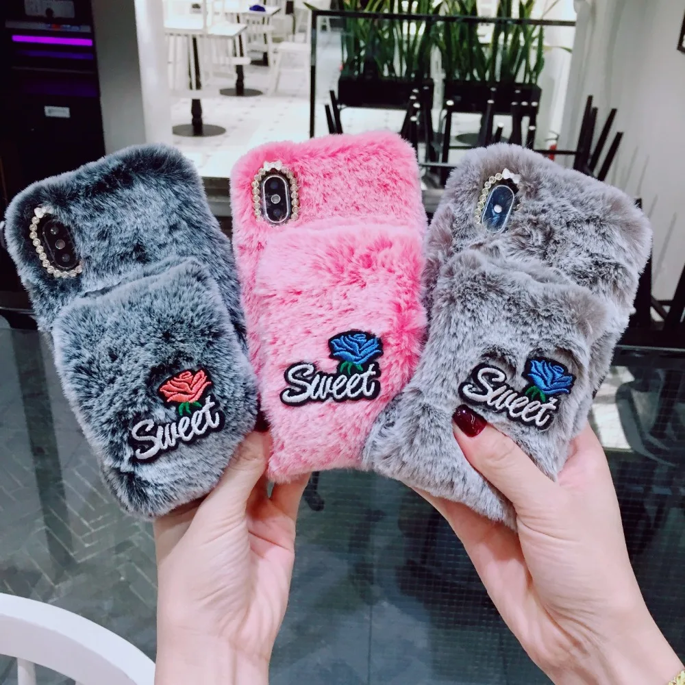 Милый плюшевый Меховой чехол для Apple iphone 6 7 8 10 Plus X XR XS Max IP 6plus 7plus 8plus XSmax новые