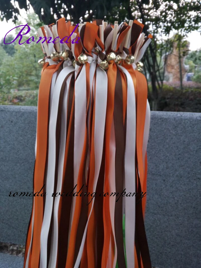 Бесплатная доставка 3 ленты (оранжевый коричневый крем) свадебные палочки лента с