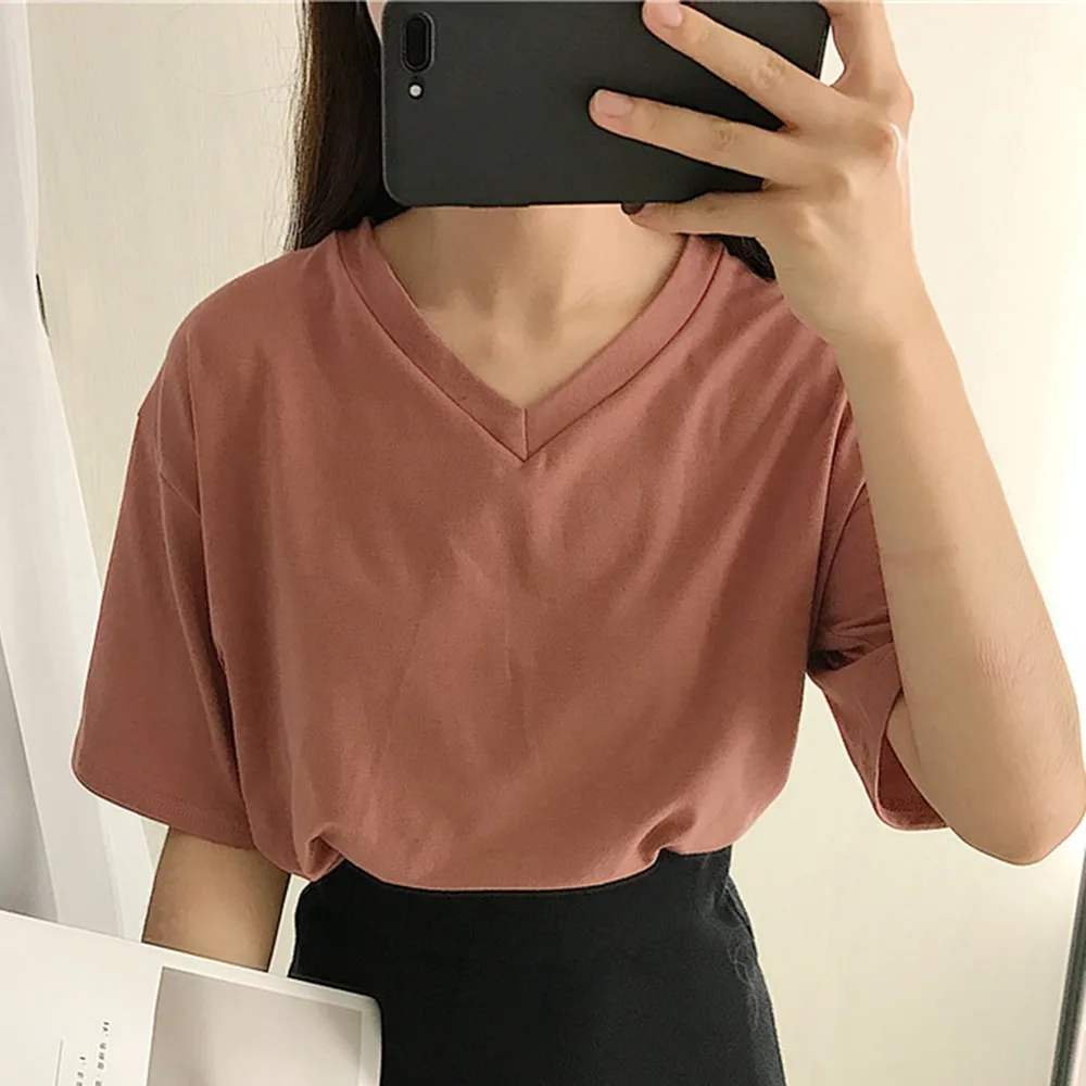 Женская простая винтажная однотонная дышащая мягкая футболка Vogue женские