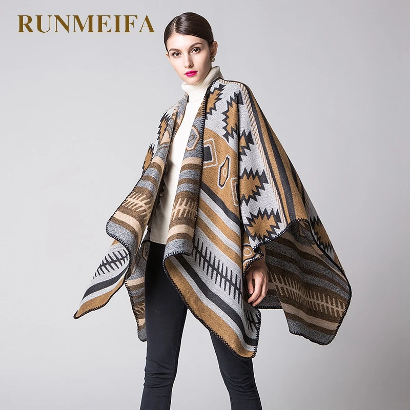 

[RUNMEIFA] Women winter Batwing Tassels Cloak Poncho Cape Scarf Shawl PonchoBlanket Pashmina 6 colors 130*150cm