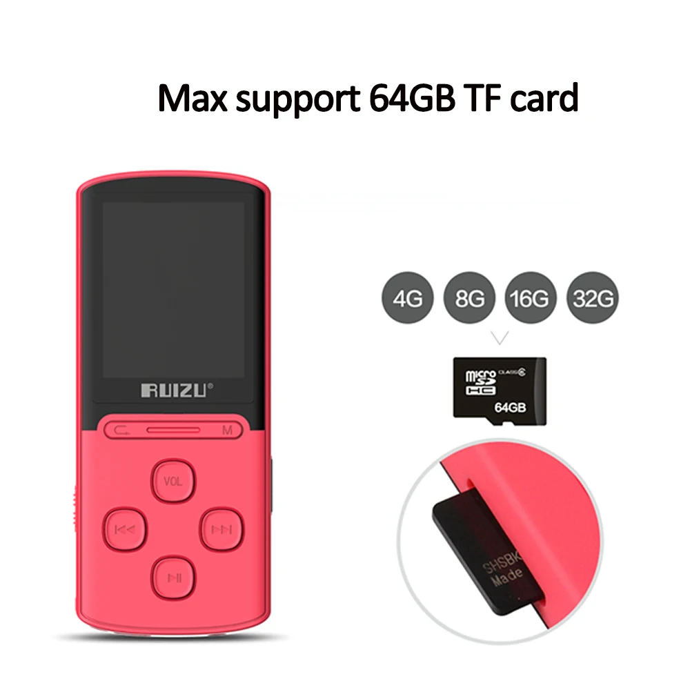 Mp3 плеер RUIZU X11 1 8 дюйма ГБ карта Micro SD 64 ГБ|x11 mp3|mp3 music playerradio sport |