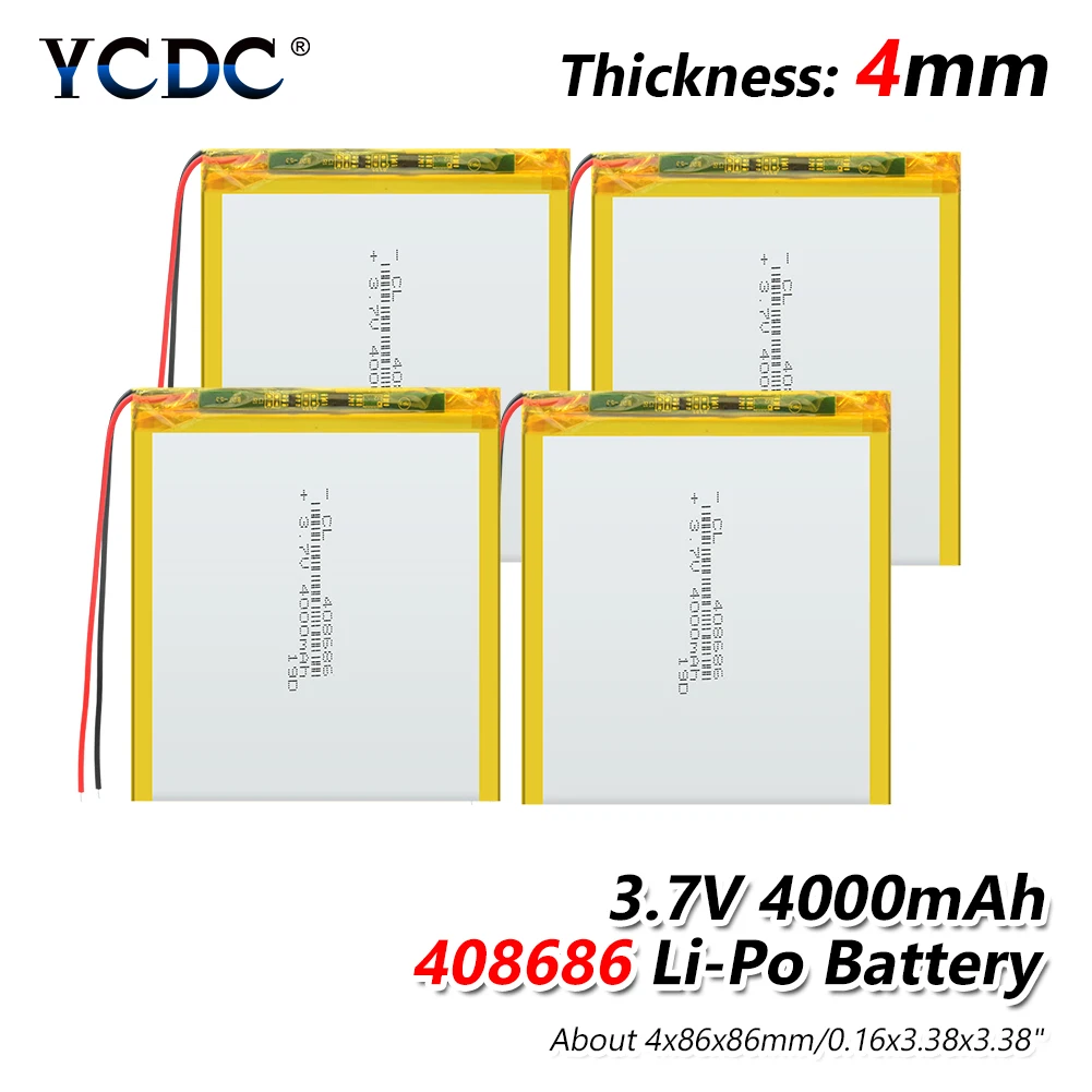 4000 mah 3,7 V 408686 умный дом MP3 колонки литий-ионный полимерный аккумулятор для банка питания, динамик dvr, gps, mp3, mp4, DVD