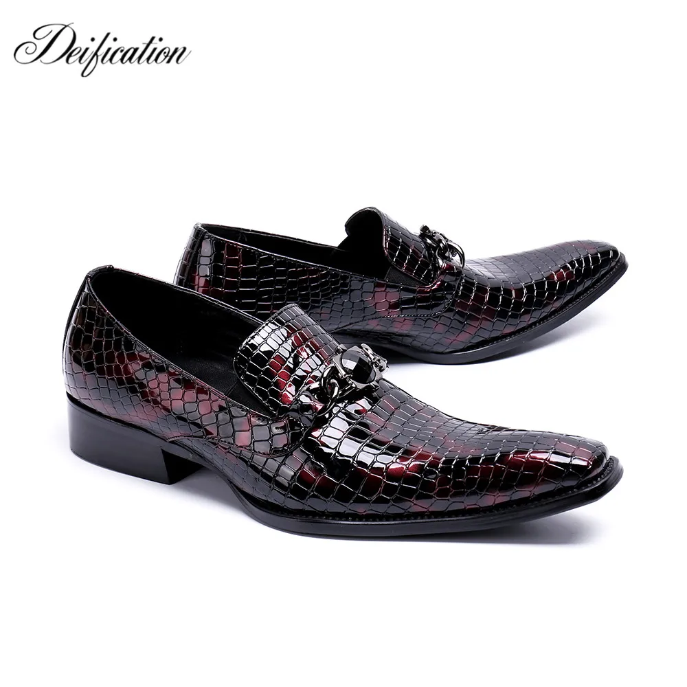 

Deification Genuine Leather Party Wedding Mens Shoes Italian Casual Luxury Office Brogues Oxfords Formal Shoes for Man mocassim