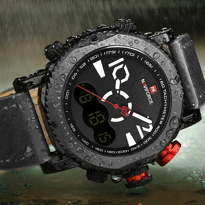 NAVIFORCE Мода Relogio Masculino мужские спортивные часы Мужские Цифровые светодиодный