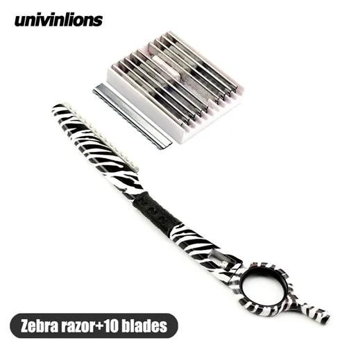 Zebra razor-10blades Univinlions роторная бритва для укладки волос Истончение бритвы; ножницы для парикмахерских прямые парикмахерские бритвы Парикмахерская - Цвет: Zebra razor-10blades