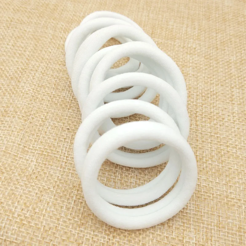 

100Pcs/Lot White Elastic Hair Bands Scrunchie Tie Ring Rope Girls Ponytail Holder Casual Headwear Accessories Size 4CM