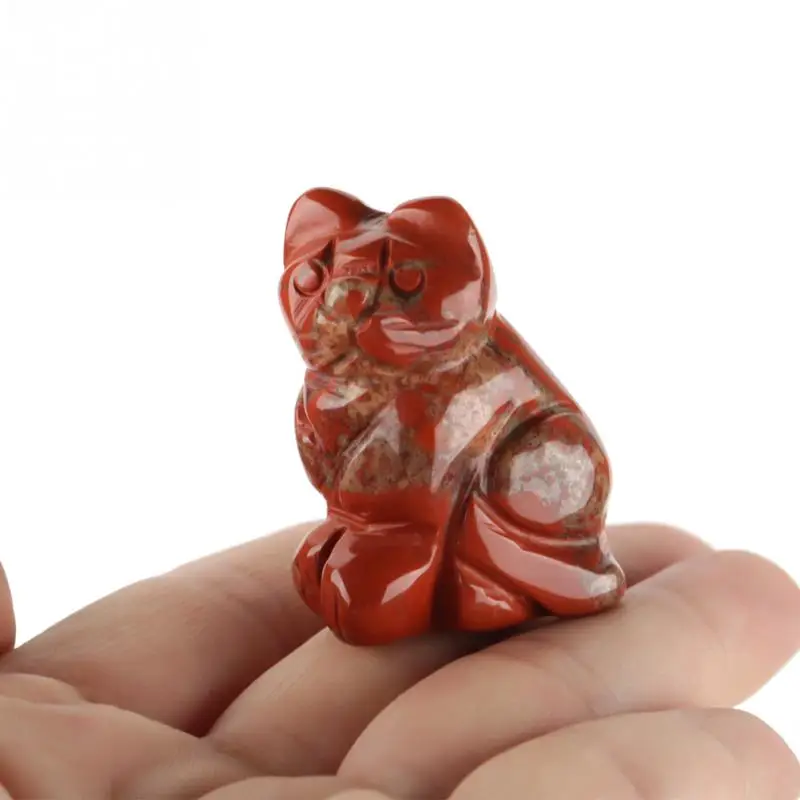 1.5IN красочные натуральный материал ручной работы резьба Lucky Cat форма камень пейзаж котенок микроландшафт горшок культуры инструменты