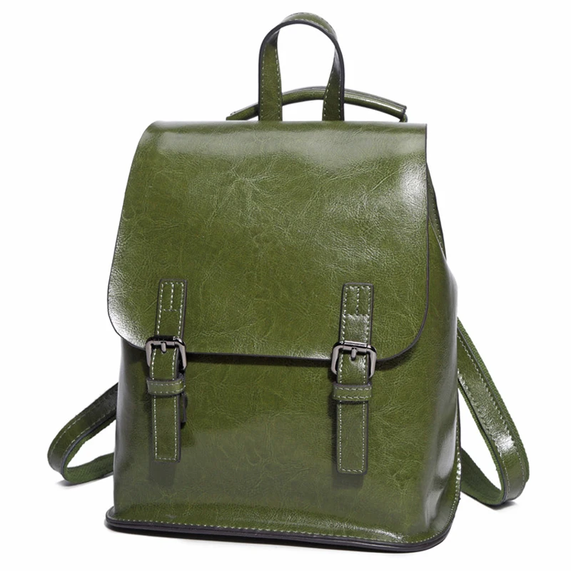 Роскошные женские рюкзаки из натуральной кожи; сумка на плечо; Mochila Mujer; женский рюкзак из натуральной кожи; школьная сумка для женщин; Цвет Черный - Цвет: Зеленый