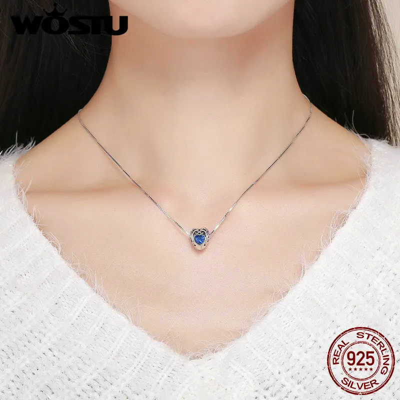 WOSTU высокое качество 925 Стерлинговое серебро камень месяца сентябрь Фирменное