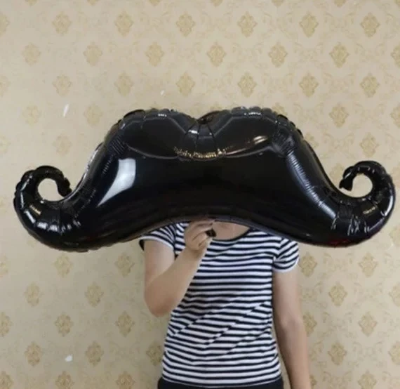 10pcs Mustache Balloon Little Man 1st Birthday Curly Moustache 42inch Foil Bachelor Party Decor for Boy Baby Shower | Дом и сад