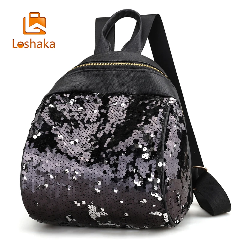 Loshaka Блестящий рюкзак женские кожаные рюкзаки с блестками модная школьная сумка