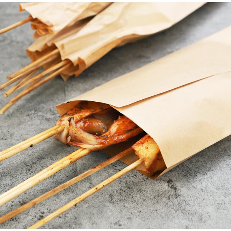 Одноразовый пакет из крафт-бумаги сумка для кебаба упаковки пищевых продуктов