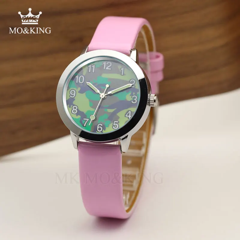 MK MO KINHG новые модные камуфляжные детские часы 3D Мультяшные кожаные кварцевые мужские личные часы для девочек Повседневные детские подарочные часы