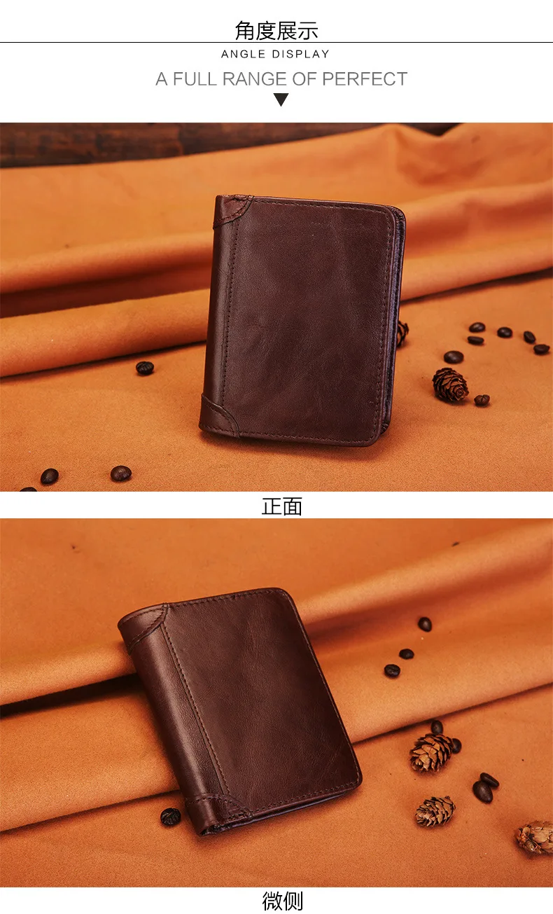 Винтажный дизайн натуральная Carteiras Masculinas воловья кожа мужской короткий кошелек визитница мужской кошелек для монет Кошельки