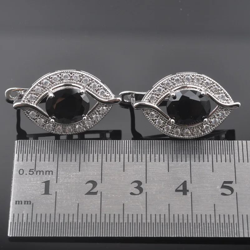 Новый дизайн глаз черный Цирконий Белый CZ женский серебряный цвет Ювелирные