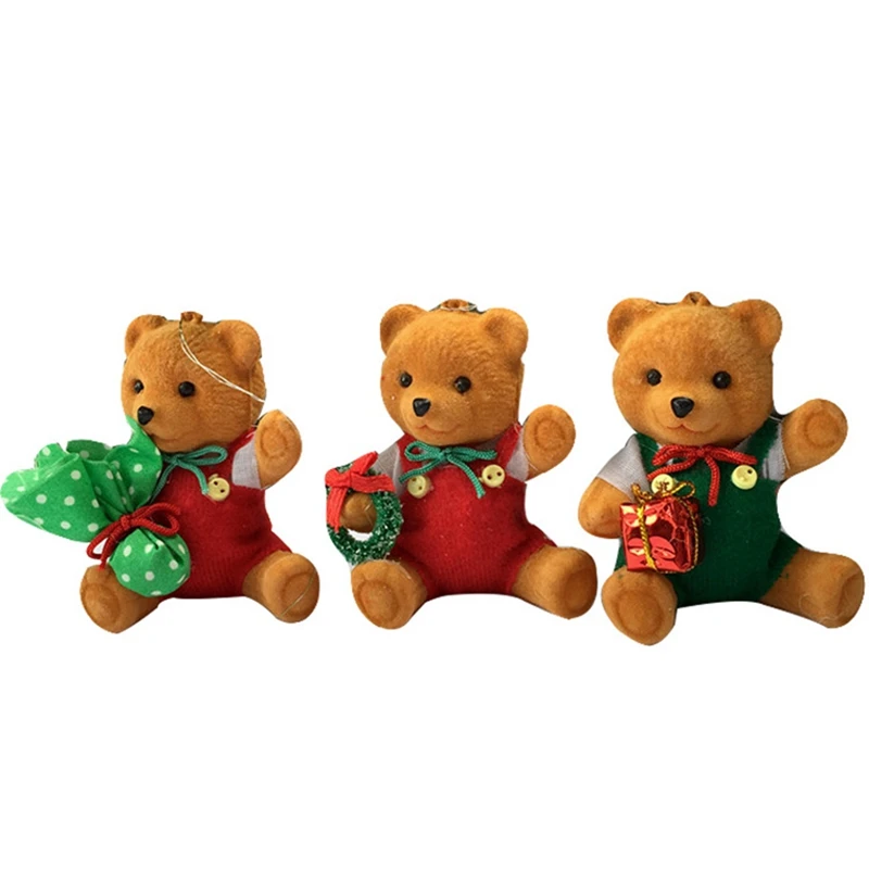 1pc 1pc Cute Plush Dolls Bear Christmas Tree Decorations New Year Hanging Ornament Santa Claus Bear Toys Gifts - Цвет: 1pc