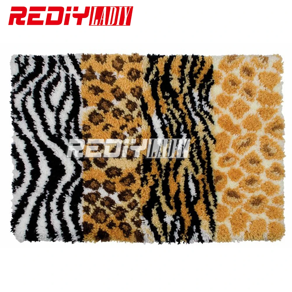 

DIY Carpet Rug Latch Hook Kits Acrylic Yarn Embroidery Floor Mat Leopard Print Pre-Printed Canvas Wall Hanging Modern Art Crafts
