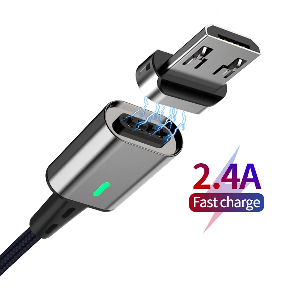 1 м Магнитный Micro USB кабель для быстрой зарядки данных провод Xiaomi Redmi нейлоновый