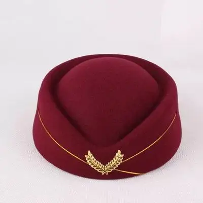 wine red 13 цветов, шерстяная фетровая воздушная шляпа, берет, базовая шапка стюардессы, официальная форма, шапка s - Цвет: wine red