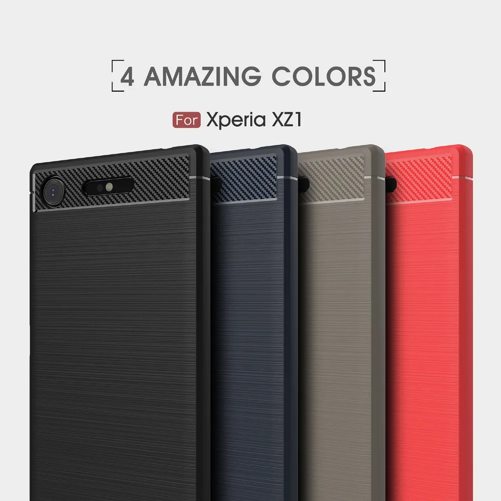 

100pcs/lot Business Case Carbon Fiber Brushed TPU Phone Back Case For Sony Xperia XZ1 XZ1 Compact XA XA1 XZ XZs XZ Premium L1