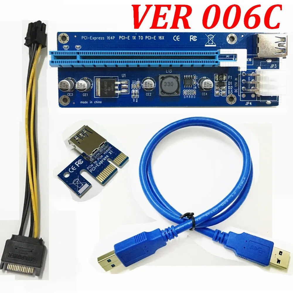 50 шт. VER 006C PCI E Express 1X для 16X переходная карта + USB 3 0 кабель SATA (15 контактов 6 Pin Питание