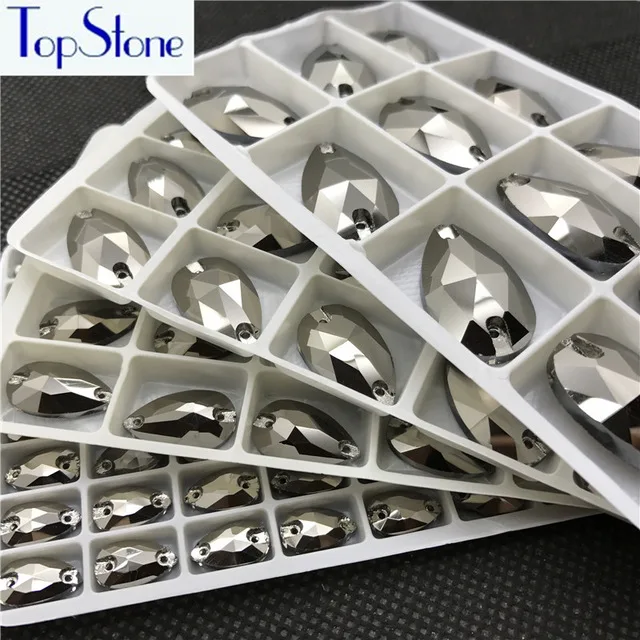 TopStone Teardrop пришитое на страз стекло кристалл струя гематит цвет 2 отверстия