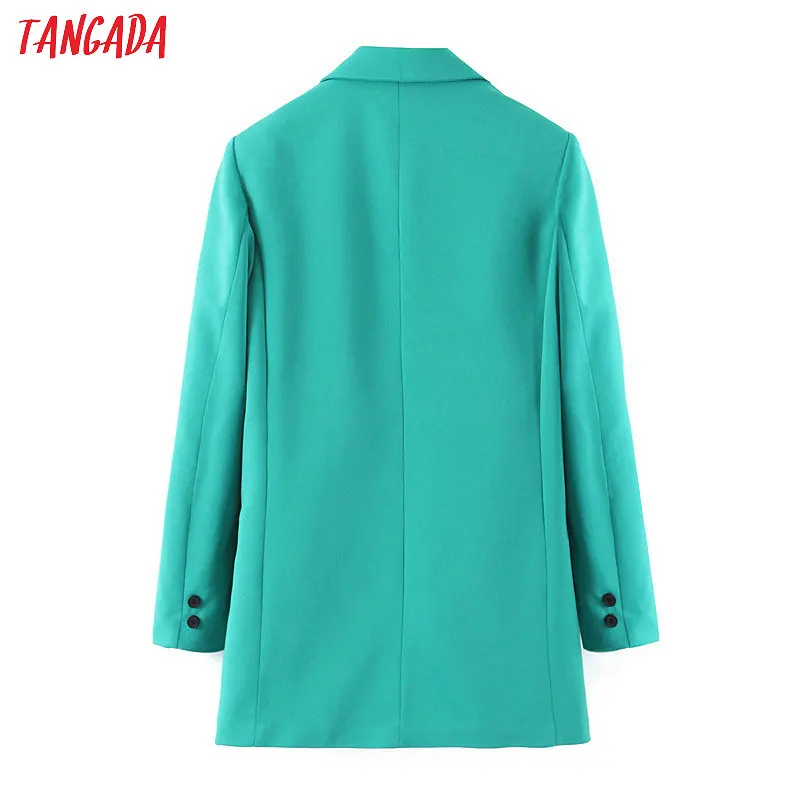 Tangada модный однотонный зеленый костюм Блейзер для женщин длинный рукав зазубренный воротник Женский блейзер элегантная женская столешница SL506