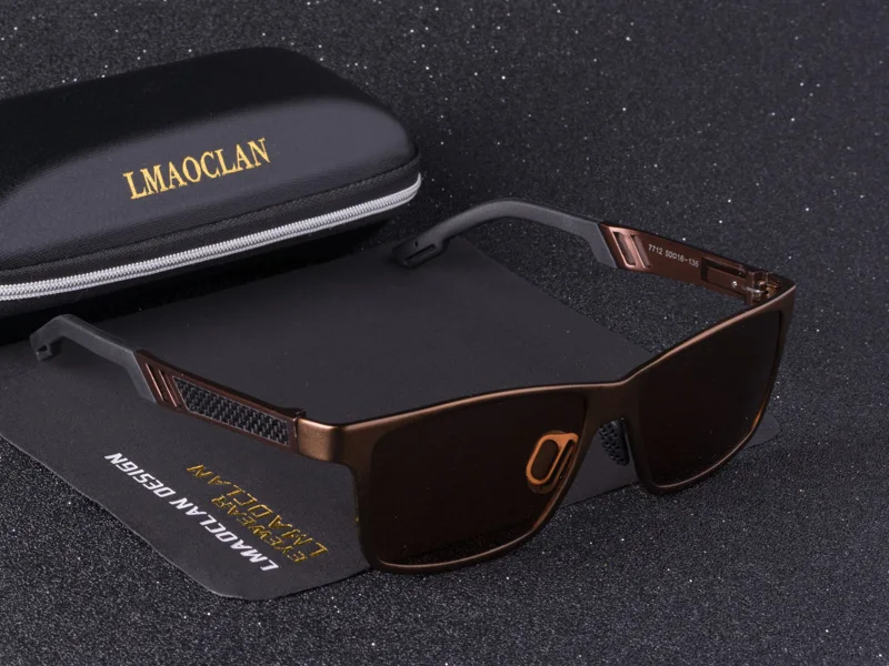 7712 Brown lens LMAOCLAN, Мужские поляризационные солнцезащитные очки, алюминиево-магниевые солнцезащитные очки, очки для вождения, квадратные Оттенки для мужчин, мужские - Цвет линз: 7712 Brown lens