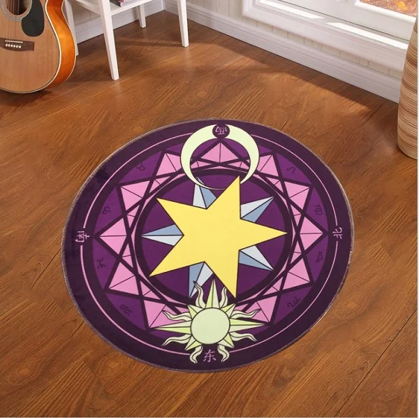 purple Модный детский мультяшный игровой коврик Sakura Kinomoto, волшебный круг, коврик-пазл, Детский круглый ковер, диаметр 60-100 см - Цвет: purple