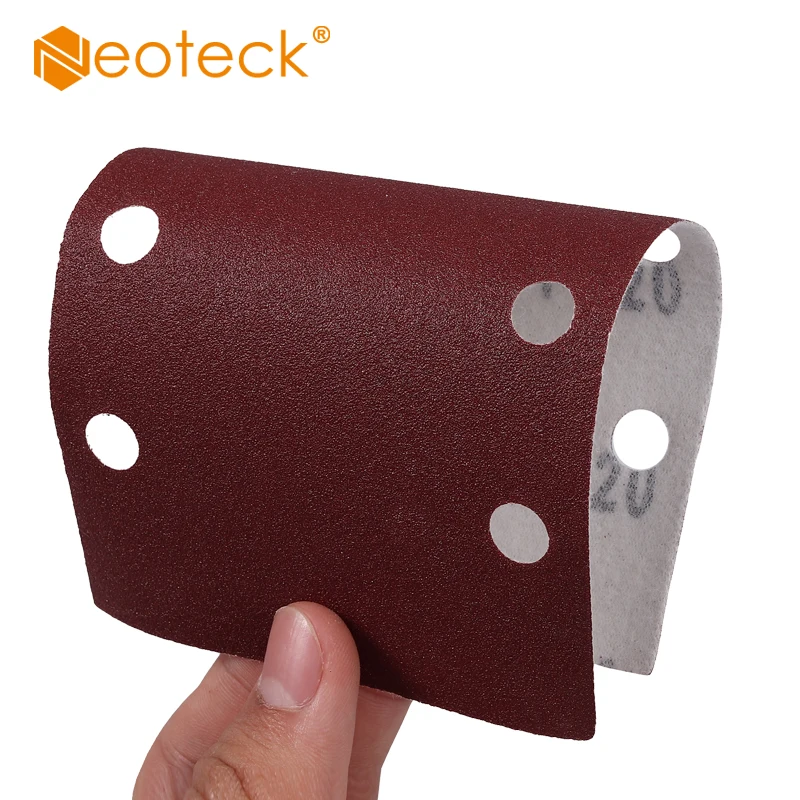 Neoteck 30pcs 1/3 Punched Sanding Sheets 93 x 190mm Sandpaper Pads Sander Hook and Loop 80-180  Mix Grit