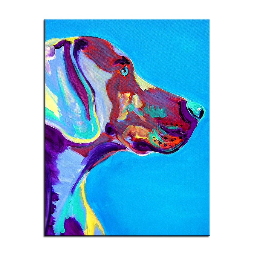 Большой размер Печать масляной живописи weimaraner синяя настенная живопись домашняя декоративная настенная художественная картина для гостиной без рамки