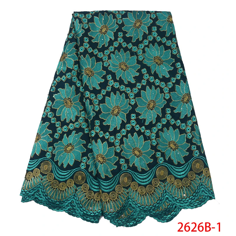 Hot Sale African Swiss Voile Lace In Switzerland 100% Dry Cotton Fabric With Stones Nigerian 5 yards NA2626B-2 | Дом и сад