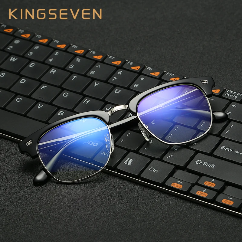 KINGSEVEN очки для компьютера Oculos de Grau оправа очков мужчин и женщин голубое покрытие