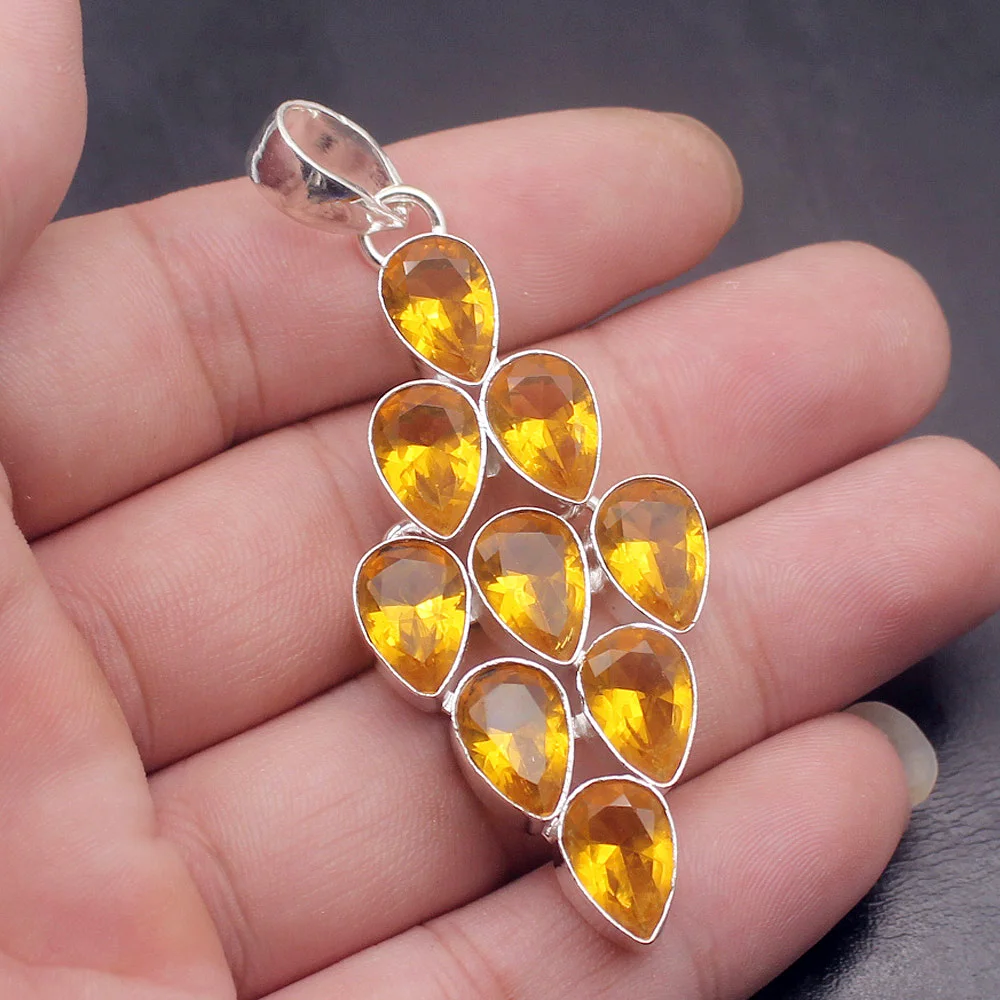 Изумительный натуральный мед Topaz925 Стерлинговый цвет серебра талисман Ожерелье
