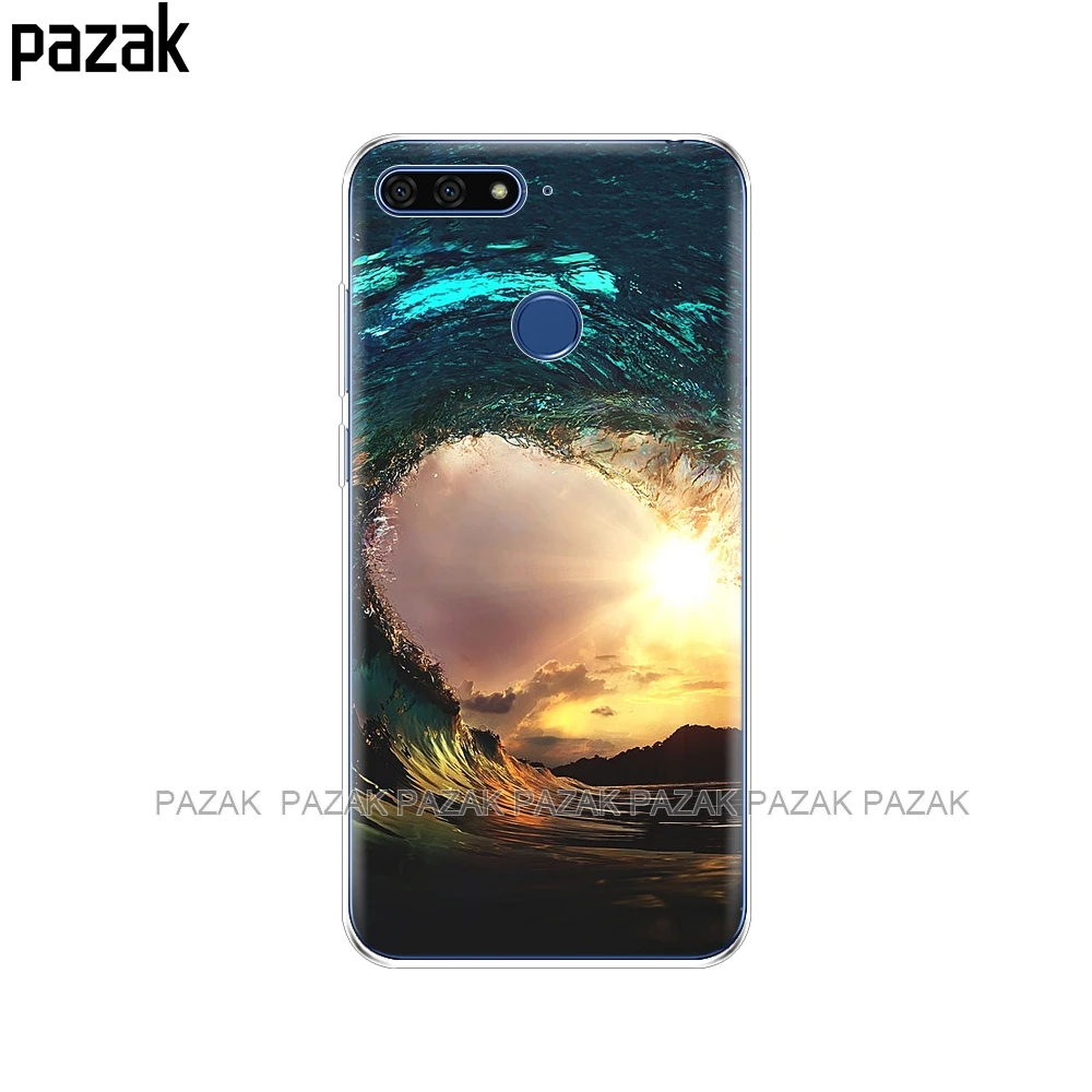 Силиконовый чехол для телефона Huawei Honor 7A PRO 7C Y5 Y6 Y7 Y9 2017 2018 Prime серфинга заката