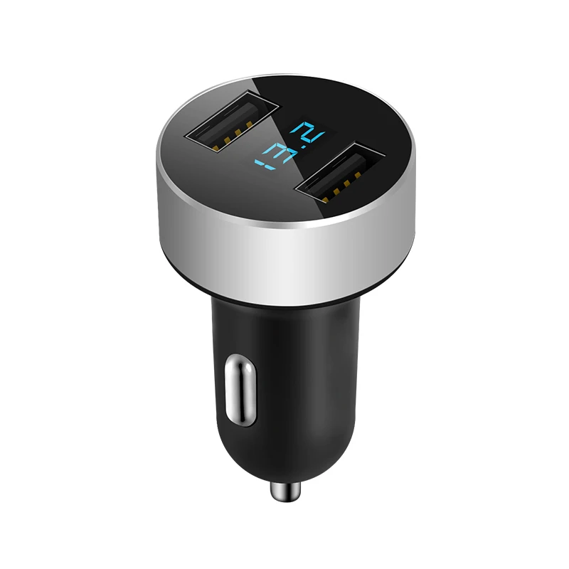 Silver Умное автомобильное зарядное устройство USB для телефона, быстрое зарядное устройство Max 4.8A светодиодный автомобильный адаптер с двумя портами, автомобильное зарядное устройство из сплава для Xiaomi iphone x lenovo z5 - Тип штекера: Silver