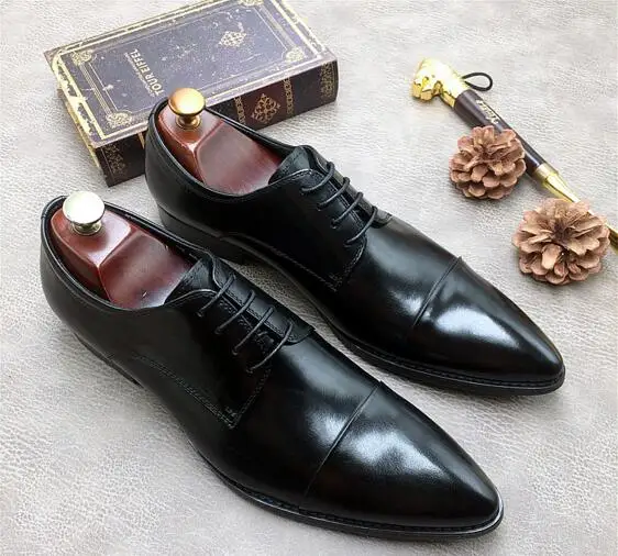 

2018 autumn and winter new men's joint leather shoes leather suede leather pointed British business dress casual shoes