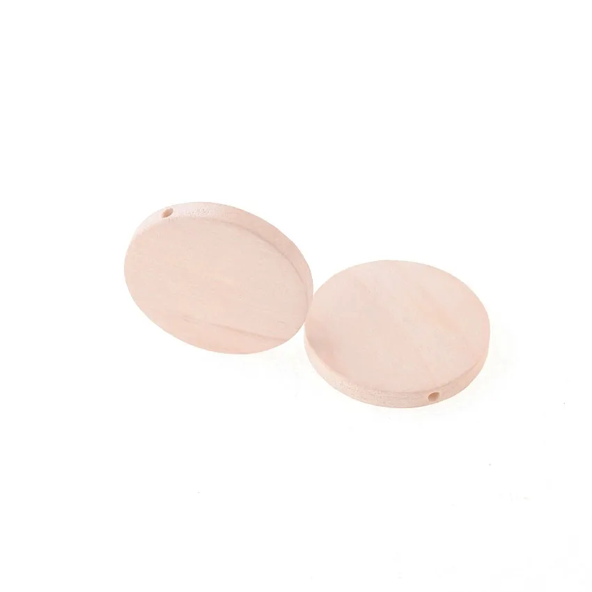 

10pcs 35mm Flat Round shaped Nature Wood Spacer Beads For Baby DIY Crafts Spacer Beading Jewelry Making DIY