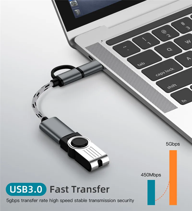 2 в 1 USB 3,0 OTG кабель с нейлоновой оплеткой Micro usb type C адаптер для синхронизации данных и зарядки для samsung One Plus MacBook USBC type-C OTG