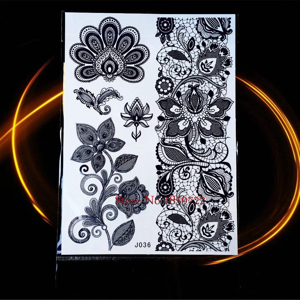 1 шт. нетоксичный водонепроницаемый хна тату черный Менди цветок ювелирный